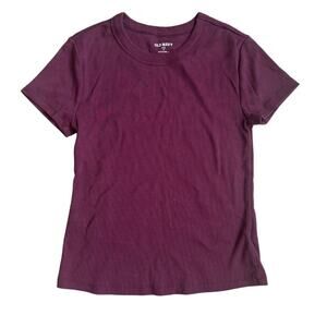 Old Navy Ribbed Crew Neck T Shirt Burgundy S